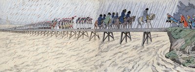 Napoleon I. Bonaparte (1769-1821) und seine Armee überquerten den Rhein am 1. Oktober 1805 - Napoleon überquert den Rhein bei Kehl von pseudonym for Onfray de Breville Jacques Job