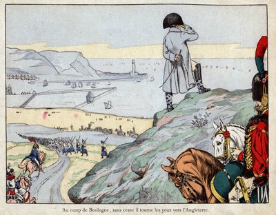 Angriffsprojekt auf England durch die englische Armee unter der Führung von Napoleon aus dem Lager Boulogne-sur-Mer im März 1803 - Lithographie von Job von pseudonym for Onfray de Breville Job