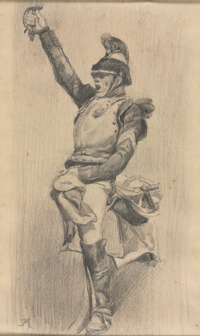 Soldat mit erhobenem Arm von studio of A. W. A. Plâté Studio (Ceylonese)