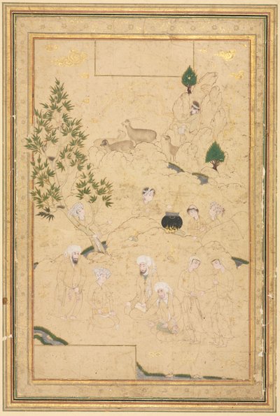Picknick in den Bergen; Einzelblatt-Illustration von style of Muhammadi