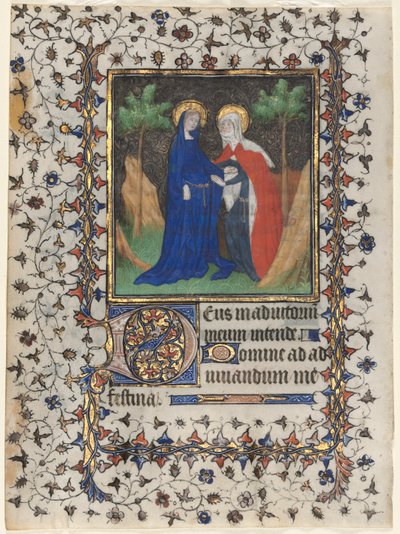 Blatt aus einem Stundenbuch: Die Heimsuchung von workshop of Boucicaut Master
