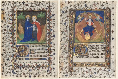 Blätter aus einem Stundenbuch: Die Heimsuchung und Christus im Gericht von workshop of Boucicaut Master