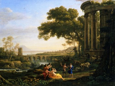 Landschaft mit Nymphe und Satyr Tanzen von Claude Lorrain