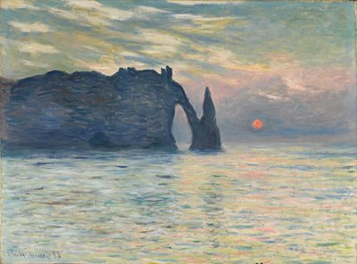 Die Klippe, Étretat, Sonnenuntergang, 1882-1883 von Claude Monet