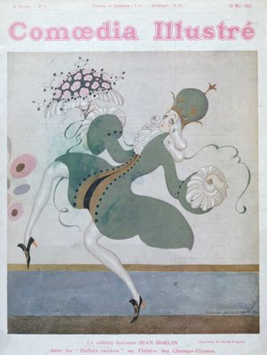 Jean Borlin (1893-1930) Star des Königlich Schwedischen Balletts, von der Frontabdeckung von Comoedia Illustre, Mai 1921 von Gerda Marie Frederike Wegener