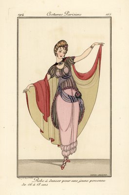 Junge Frau im Tanzkleid mit Umhang. von Gerda Marie Frederike Wegener