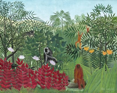 Tropischer Wald mit Affen, 1910 von Henri Rousseau