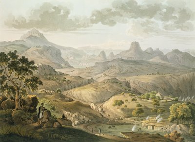 Ansicht nahe dem Dorf von Asceriah, in Abyssinia, graviert von Daniel Havell (1785-1826) 1809 (Aquatinta) von Henry Salt