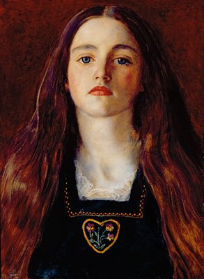 Porträt eines Mädchens, 1857 (Öl auf Papier über Platte gelegt) von John Everett Millais