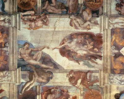 Die Schaffung Von Adam Detail Aus Der Sixtinischen Decke 1511 12 Von Michelangelo Buonarroti