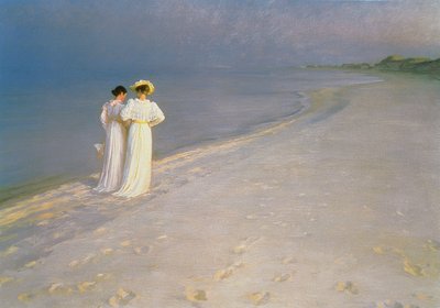 Sommer-Abend auf dem Skagen südlichen Strand mit Anna Ancher und Marie Kroyer von Peder Severin Krøyer