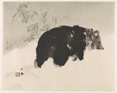 Bär im Schnee, 1940 (Farbholzschnitt) von Takeuchi Seiho