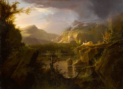 Romantische Landschaft, um 1826 (Öl auf Holzplatte) von Thomas Cole