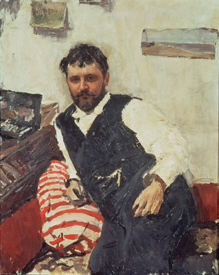 Porträt von Konstantin Korowin (1861-1939), 1891 von Valentin Aleksandrovich Serov