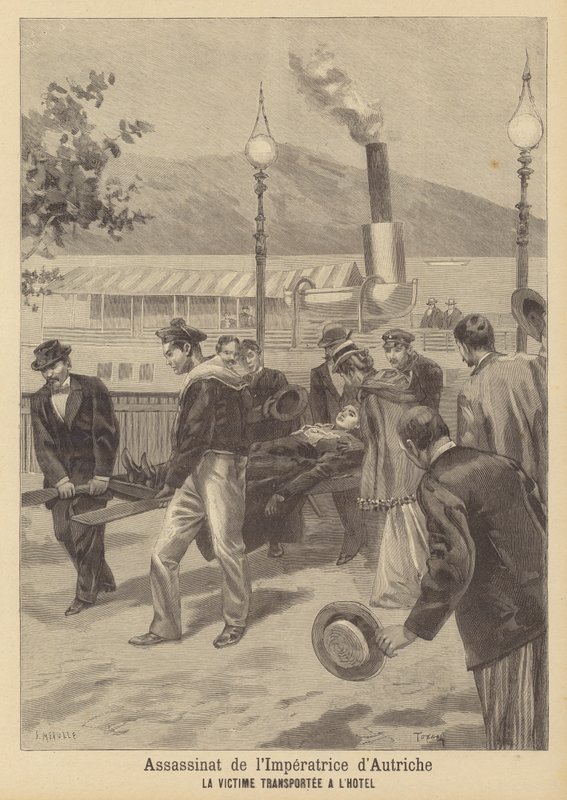 Ermordung von Kaiserin Elisabeth von Österreich von French School