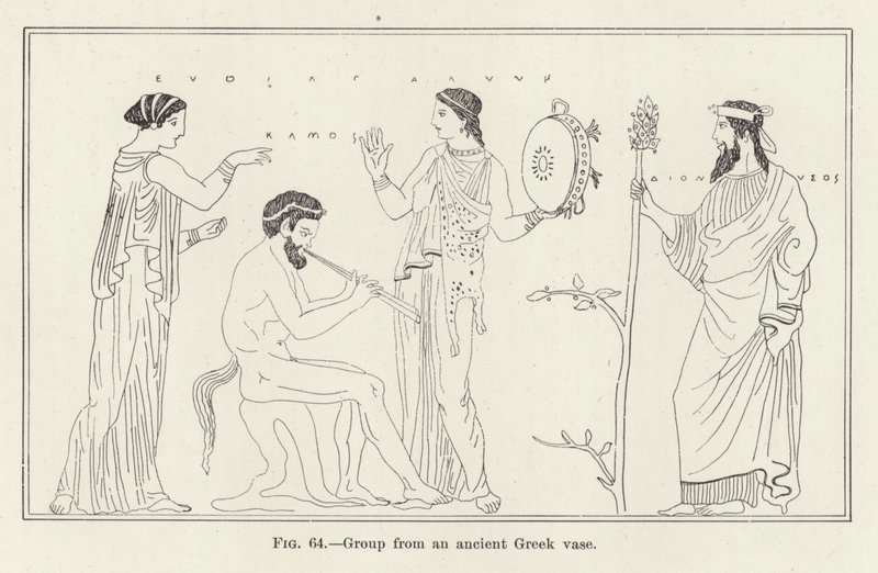 Gruppe von einer antiken griechischen Vase (Gravur) von (after) American School