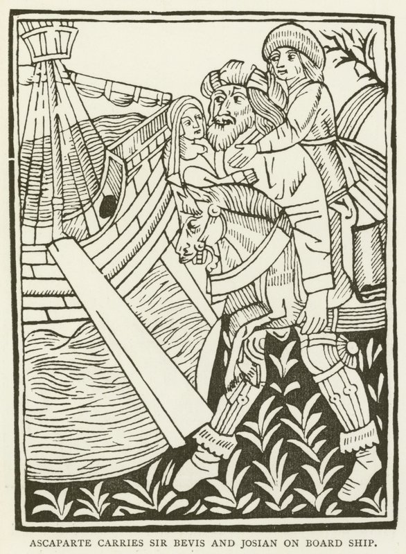 Ascaparte trägt Sir Bevis und Josian an Bord des Schiffes von (after) English School