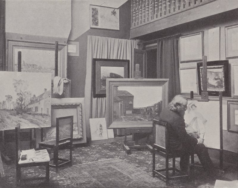 Der französische Maler Jean Charles Cazin in seinem Atelier von (after) French Photographer