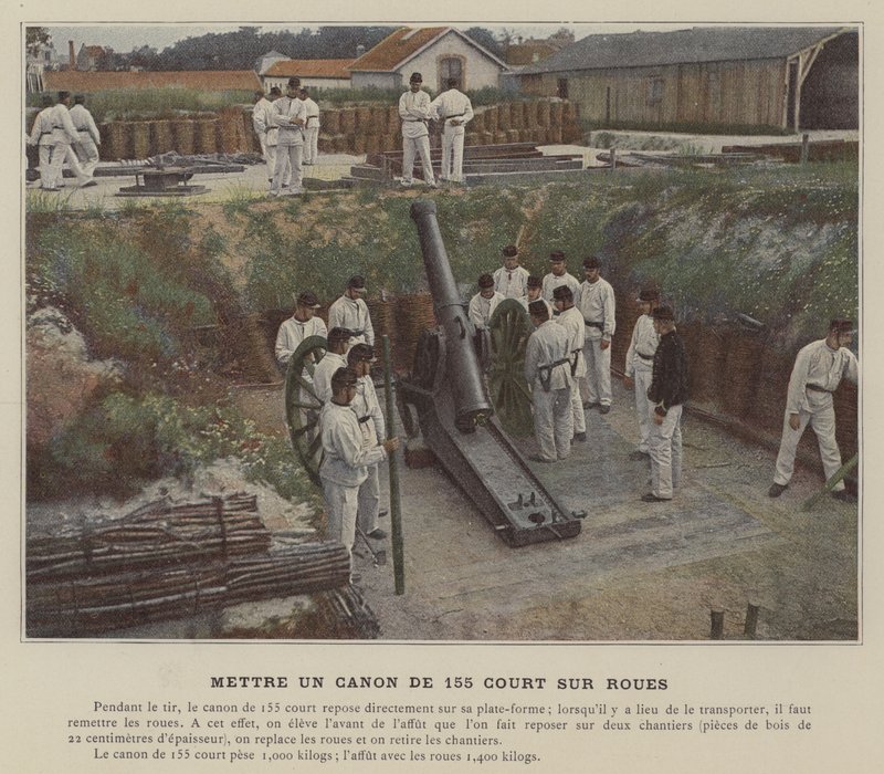 Ein 155-mm-Kanone auf Räder setzen (koloriertes Foto) von (after) French Photographer