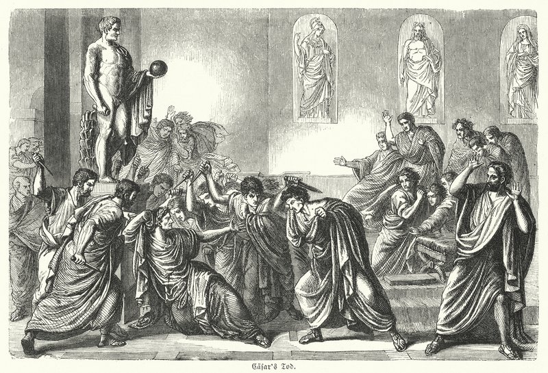 Ermordung von Julius Cäsar von (after) German School