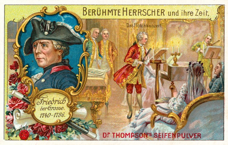 Friedrich der Große von Preußen und ein Flötenkonzert (Chromolithographie) von (after) German School