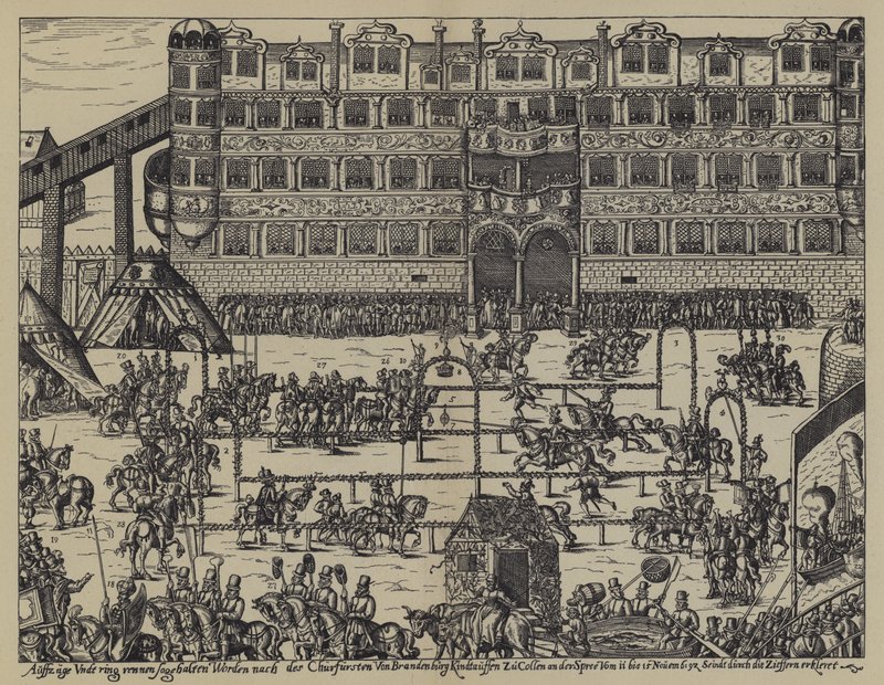Turnier zur Feier der Taufe von Sigismund, Sohn von Johann Georg, Kurfürst von Brandenburg, auf Schloss Colln von (after) German School