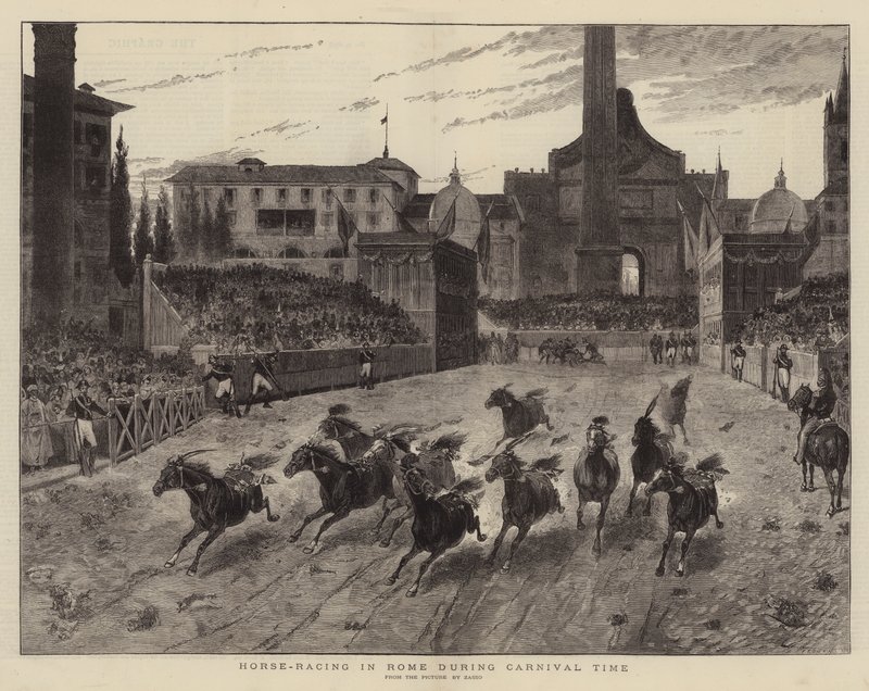 Pferderennen in Rom während der Karnevalszeit von (after) Italian School