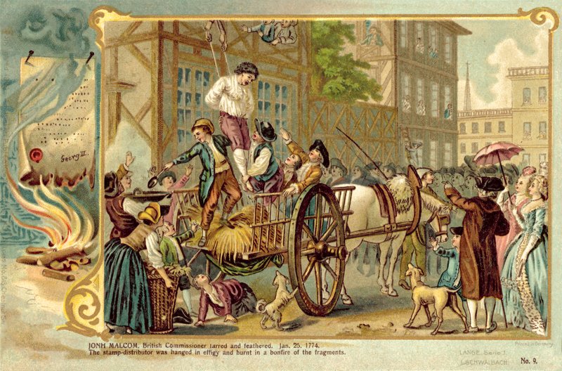 John Malcolm, britischer Kommissar, geteert und gefedert, 25. Januar 1774 von American School