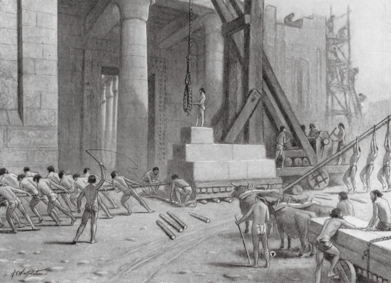 Phönizische Handwerker bauen einen Tempel für Salomo (Lithografie) von A.C. Weatherstone