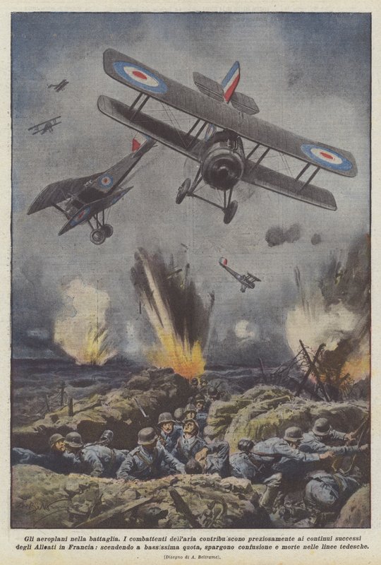 Die Flugzeuge in der Schlacht von Achille Beltrame