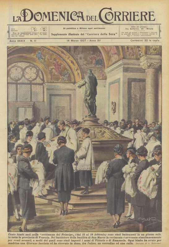 Hundert Kinder, die in der Woche des Prinzen (vom 12. bis 19. Februar) geboren wurden, wurden getauft... von Achille Beltrame