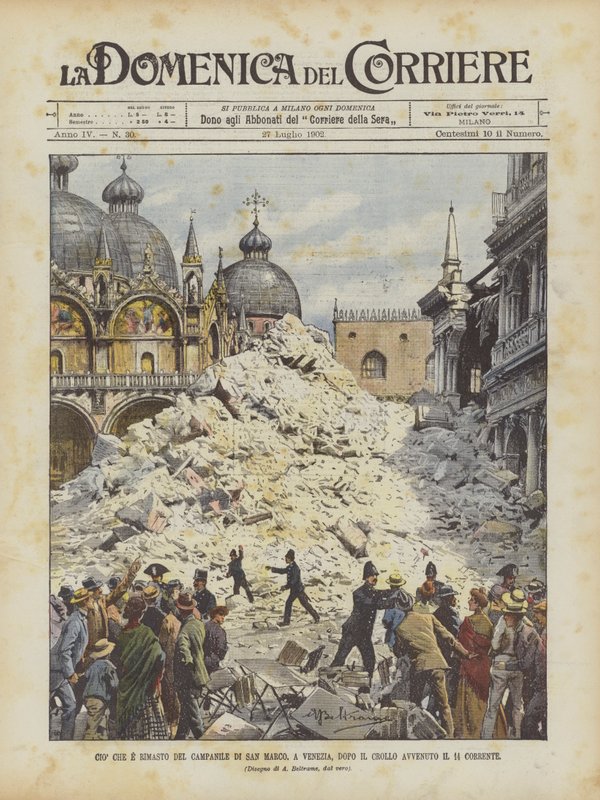 Was vom Glockenturm von San Marco in Venedig nach dem Einsturz am 14. dieses Monats übrig blieb von Achille Beltrame