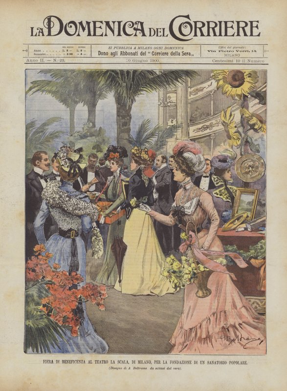 Wohltätigkeitsmesse im Teatro La Scala in Mailand zur Gründung eines Volkssanatoriums von Achille Beltrame