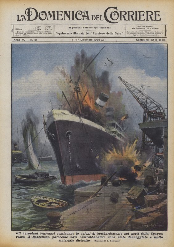 Die Legionärsflugzeuge setzen die Bombardierungen der Häfen des roten Spaniens fort von Achille Beltrame
