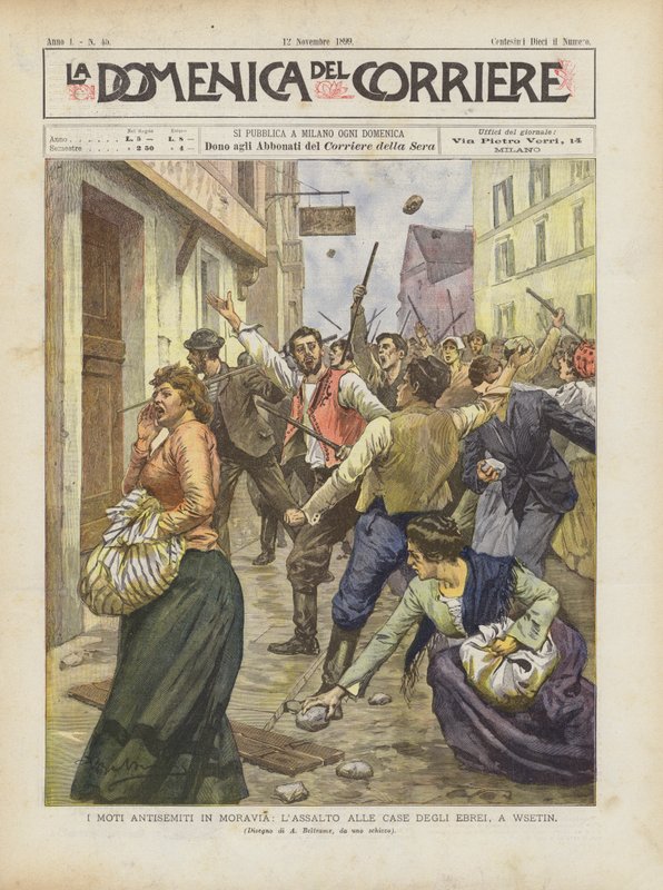 Die antisemitischen Unruhen in Mähren, der Angriff auf die Häuser der Juden in Wsetin von Achille Beltrame