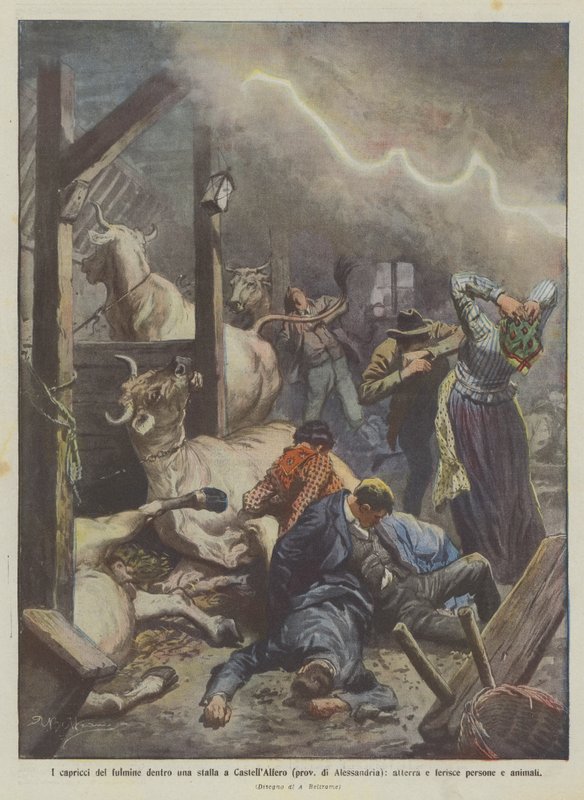 Die Launen des Blitzes in einem Stall in Castell