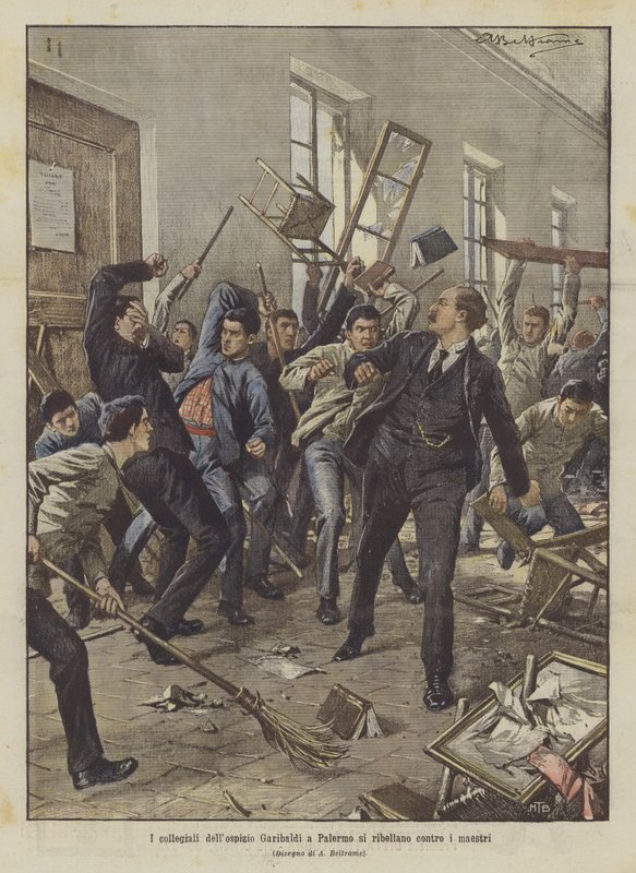 Die Internatsschüler des Garibaldi-Waisenhauses in Palermo rebellieren gegen die Lehrer von Achille Beltrame