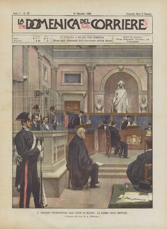 Der Notarbartolo-Prozess in den Assisen von Mailand, der Käfig der Angeklagten von Achille Beltrame