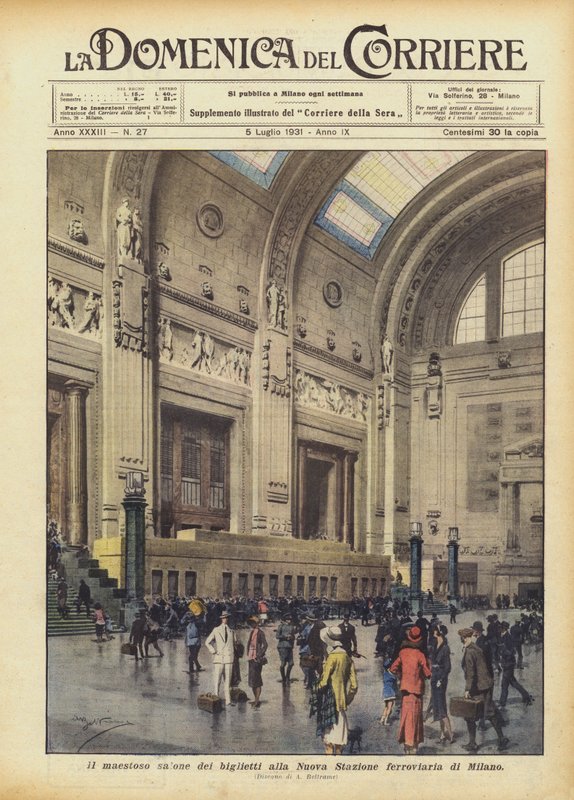 Der majestätische Fahrkartensaal im neuen Bahnhof von Mailand von Achille Beltrame