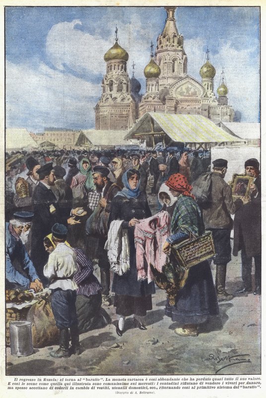 Der Rückschritt in Russland, Rückkehr zum Tauschhandel von Achille Beltrame
