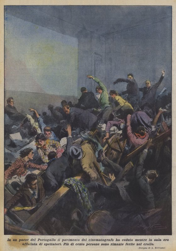 In einem Dorf in Portugal brach der Boden des Kinos ein, während der Saal voller Zuschauer war von Achille Beltrame