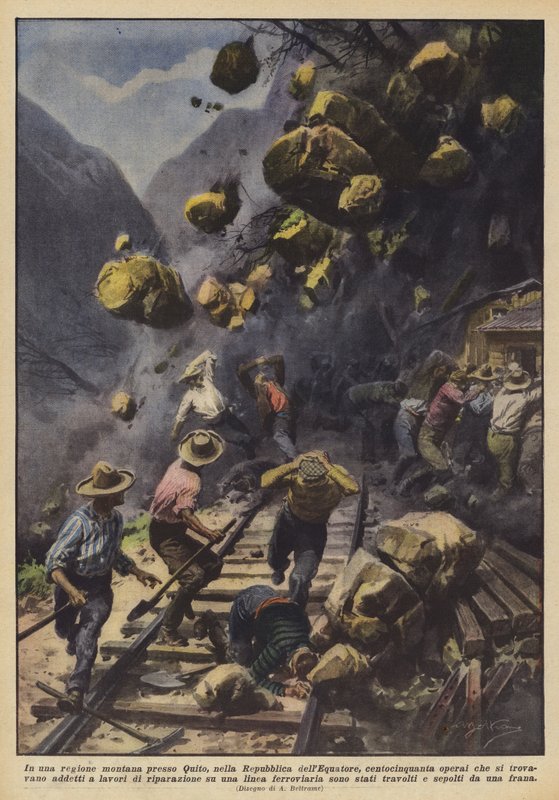 In einer Bergregion bei Quito in der Republik Ecuador, hundertfünfzig Arbeiter, die von Achille Beltrame