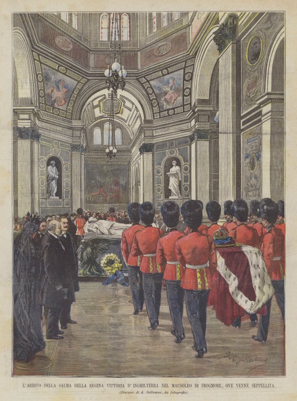 Die Ankunft des Leichnams der Königin Victoria von England im Mausoleum von Frogmore, wo sie beigesetzt wurde von Achille Beltrame