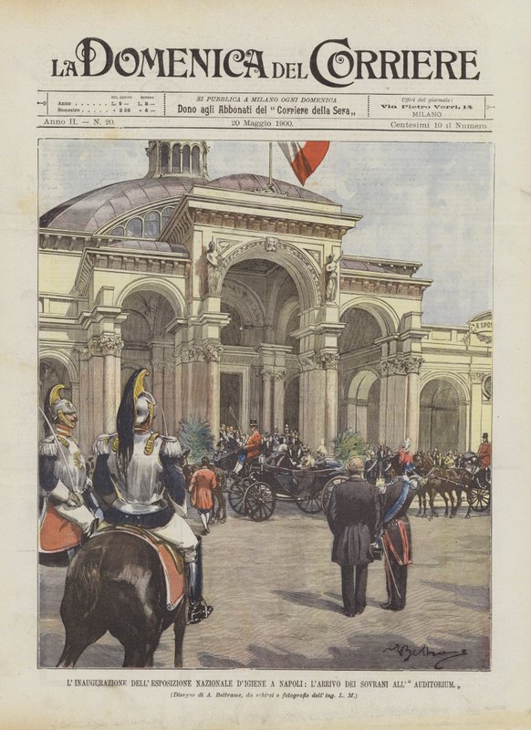 Die Einweihung der Nationalen Hygienemesse in Neapel, die Ankunft der Monarchen im Auditorium von Achille Beltrame