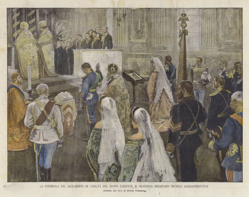 Die Zeremonie Des Treueeids Des Neuen Zarewitsch, Der Erbgroßherzog Michail Alexandrowitsch von Achille Beltrame