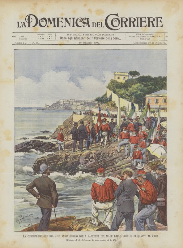 Die Gedenkfeier zum 42. Jahrestag der Abreise der Tausend vom Felsen von Quarto am Meer von Achille Beltrame