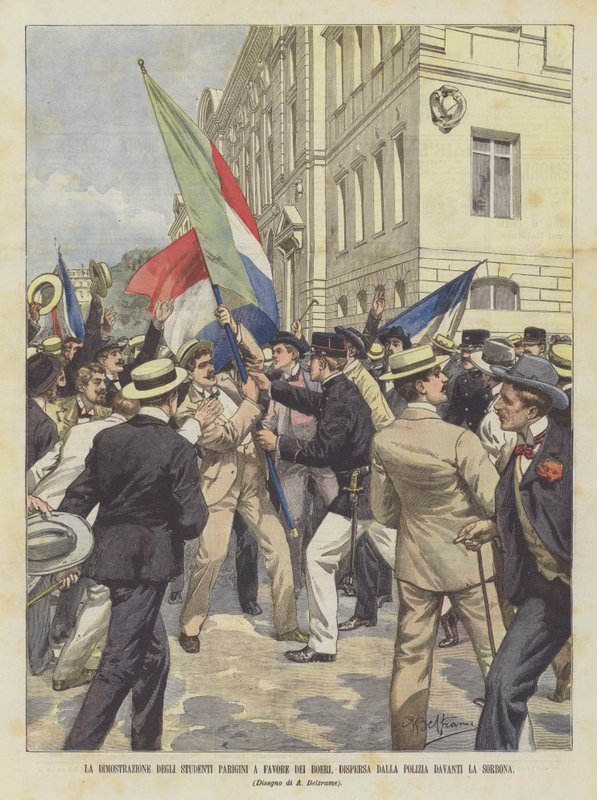 Die Demonstration der Pariser Studenten zugunsten der Buren, von der Polizei vor der Sorbonne aufgelöst von Achille Beltrame