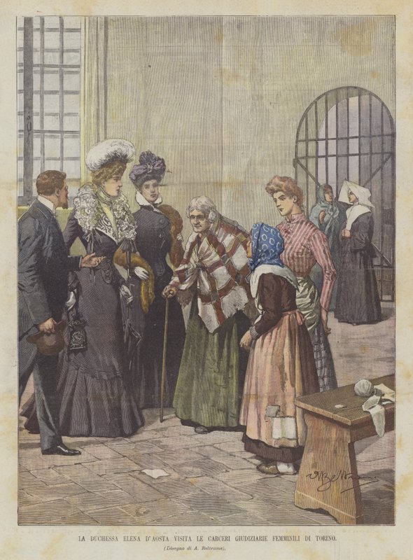 Die Herzogin Elena von Aosta besucht die Justizvollzugsanstalten für Frauen in Turin von Achille Beltrame