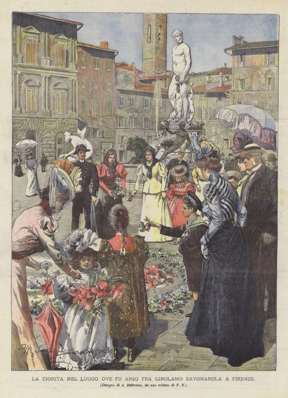 Die Blüte An Der Stelle, Wo Fra Girolamo Savonarola In Florenz Verbrannt Wurde von Achille Beltrame