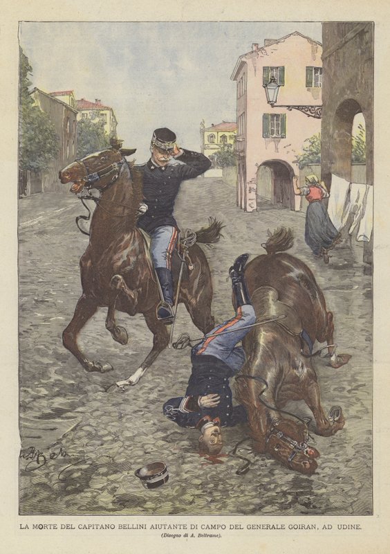 Der Tod Des Hauptmanns Bellini, Adjutant Des Generals Goiran, In Udine von Achille Beltrame